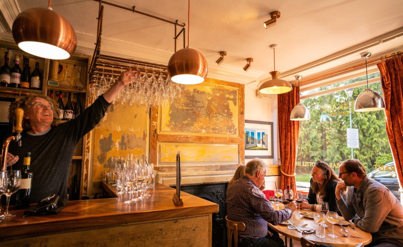 People sat inside restaurant